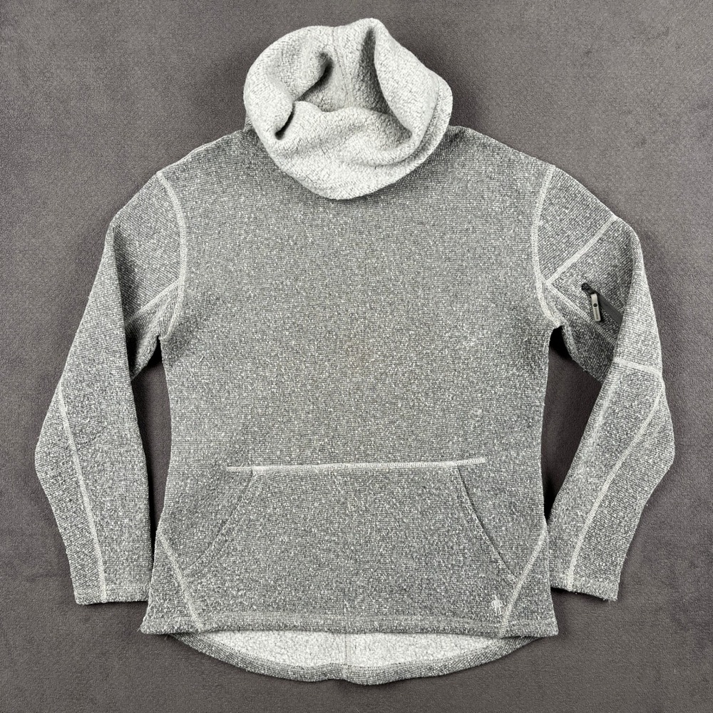 Smartwool Hudson Trail Pullover Womens Small Gray Wool Blend Cowl Neck SW000313